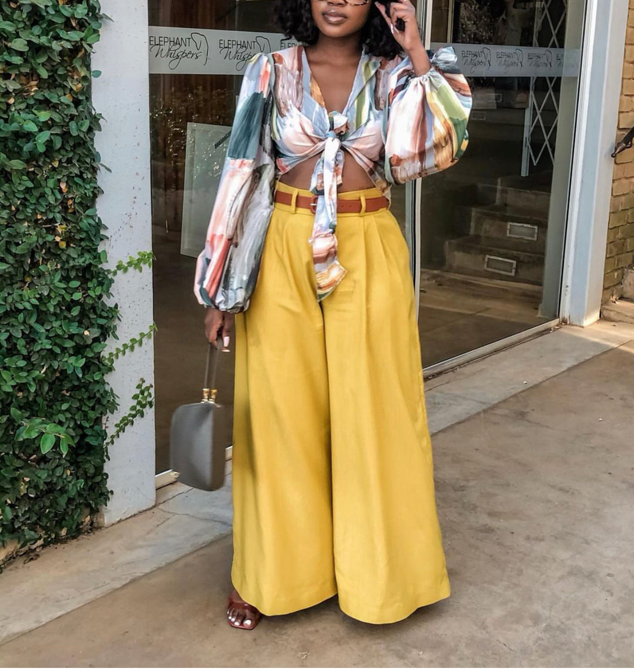 Mustard wide leg pants - Main Image